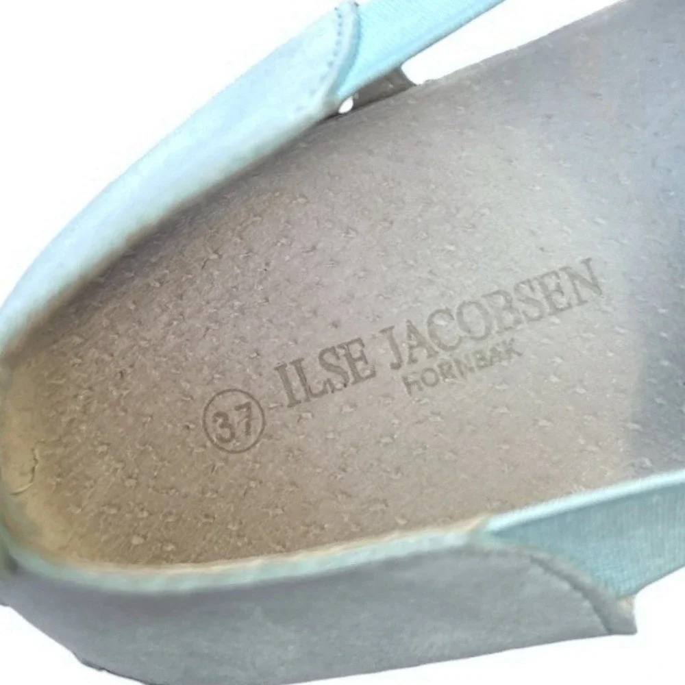 ILSE JACOBSEN Tulip Slip On sz 37EU Laurel Green Perferated Comfort Flat Stretch
